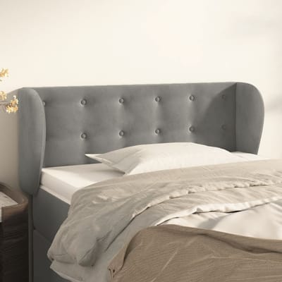 vidaXL - Hoofdbord - met - randen - 83x23x78/88 - cm - fluweel - lichtgrijs