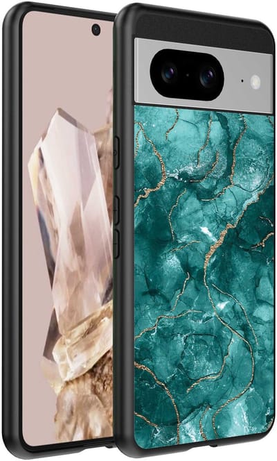 Geschikt voor Google Pixel 8 Pro Telefoonhoesje met marmer opdruk - TPU backcover case marble design - Goud Groen - Smartphonica geschikt voor Google Pixel 8 Pro