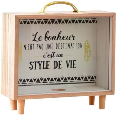 Nieuwigheid Houten Spaarpot Transparante Spaarpot Kan Geld/Muntgeld/Contant Geld/Wisselgeld Besparen/Opnemen Huis Bureau Decoratie Kinder Cadeau