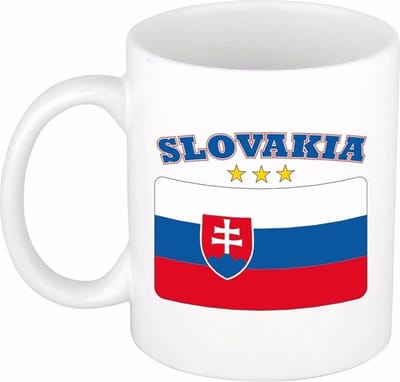 Bellatio Decorations koffie mok - Slowakije - vlag print - 300 ml - wit - keramiek - Supporters fan artikelen - Landen beker