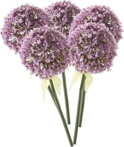 Kunstbloem Sierui / Allium - 5x - lila paars - steel van 70 cm