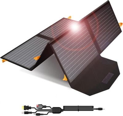 Zonnepanelen met Stekker - Zonnepaneel-Oplader - Zonnepaneel - 60 W - Opvouwbare - Draagbaar - met USB-uitgangen - 4-in-1-connector - voor Noodgevallen - Camping - Noodsituatie - 19.8V - USB A -2.0 - QC3.0 - 20-28V DC - 89.2x23.1x5.6 cm - Zwart