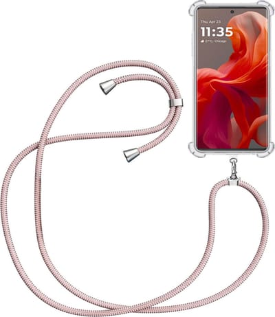 Telefoonkoord + Hoesje Geschikt voor Motorola Moto G85 - Lengte Verstelbaar - Telefoonketting - Shock Proof Case - Rose