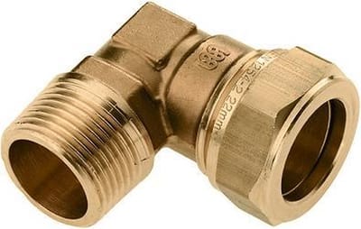 Bonfix knelkoppeling - knie - buitendraad - 1/4 x 12mm - Messing