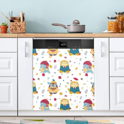 Vaatwasser Magnetische Cover - Keuken Decoratie - Keuken Opfrissen - Universele Compatibiliteit - 23 x 66 Inch - Luiaard Dinosaurus Cartoon