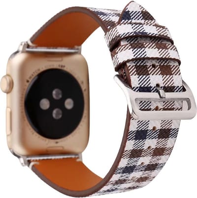 Leren bandje - Apple Watch 38mm 40mm 41mm - wit blauw bruin - zilverkleurige gesp