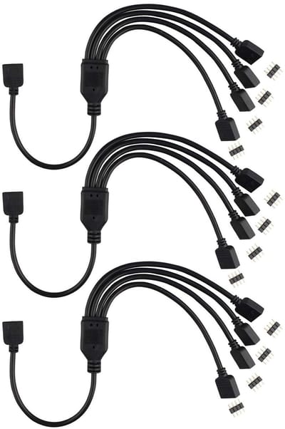 Allecto - RGB LED Strip Splitter Kabel - Vrouwelijk - 4 Pin - Verlengkabel - Aansluiting - TV Achtergrondverlichting - Zwart - 5050 3528 2835 LED S...