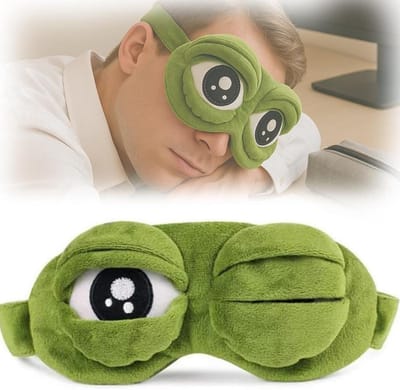 Thijox - Schattig Oogmasker Kikker - Zachte Blinddoek voor Kinderen - Ideaal voor Slapen, Reizen, Dutjes en Feestjes - Groene Karikatuur met Pluisjes