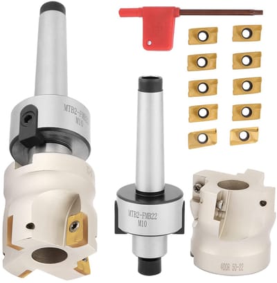Dailygoods- Vlakfrees-set - MT2-FMB22 Houder - 400R-50-22 Vlakfrees - 10 Stuks APMT1604 Wisselplaten - Hardmetaal - Hoge Snelheid - Freesset