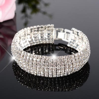 Luxe Merk Bruiloft Armband Bestverkopende Producten Meerlaagse Handarmbanden Vrouwen Zilverkleur Kristal Bedel Bangle Braslet zilver