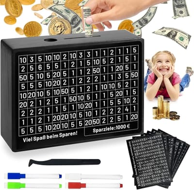 Dailygoods- Spaarpot met cijfers - Spaarpot met doel - Spaarvarken - Spaarpot volwassenen - Spaarpot 500-10.000 euro - 1 stuk