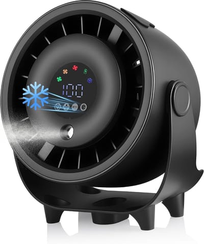 KZQ Zwarte Mini Bureauventilator Met Led Display En 3600 Mah Batterij 3 Snelheden Voor Slaapkamer Studentenhuis En Kantoor