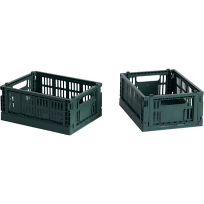 HAY Colour Crate Mini set van 2 - HAYCrateDarkGreen