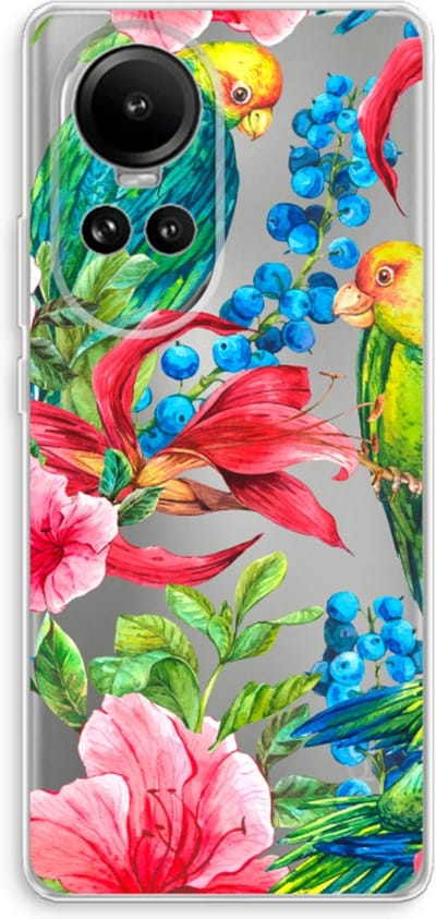 Case Company® - Hoesje geschikt voor Oppo Reno 10 hoesje - Papegaaien - Soft Cover Telefoonhoesje - Bescherming aan alle Kanten en Schermrand