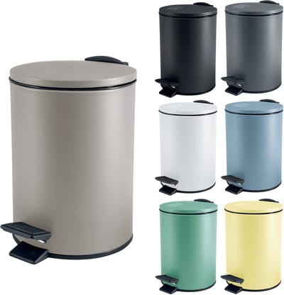 spirella Pedaalbak 3L - ADELAR - Adelar Pedaalbak 3L - Softclose Prullenbak met Uitneembare Binnenemmer - Mat Staal - 16,8 x H 25 cm - Mat Taupe