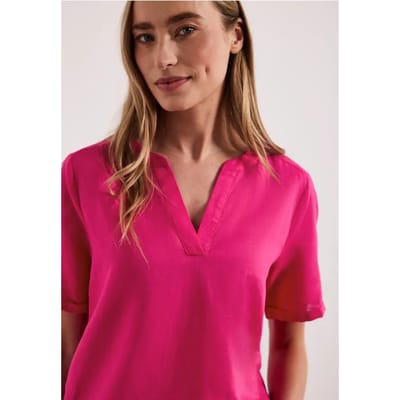 Blouse met gespleten hals van linnenmix