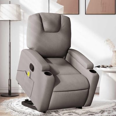 vidaXL - Sta-op-massagestoel - verstelbaar - stof - taupe