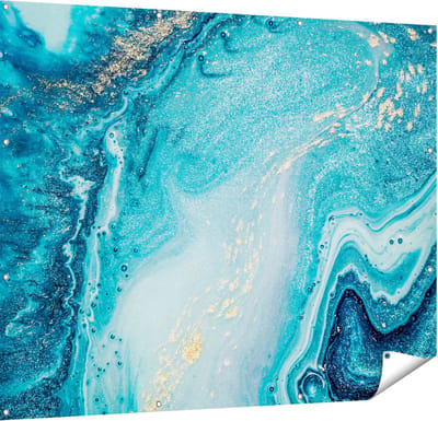 Gards Tuinposter Abstracte Kunst Blauwe Oceaan - 150x120 cm - Tuindoek - Tuindecoratie - Wanddecoratie buiten - Tuinschilderij
