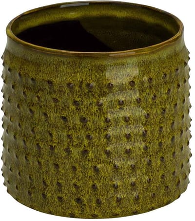 Cosy & Trendy Bloempot Embossed Dots - Ø14xH13cm - Grasgroen