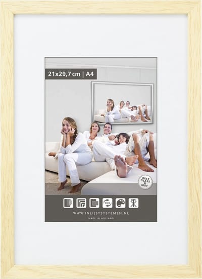 Wissellijst 42x59.4cm M100 Onvernist blank hout (p. stuk)