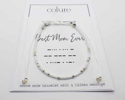 Colure® morse code armband glanzendwit Best Mom Ever