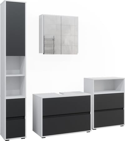 Vicco Maltin Badkamermeubelset – 4 delen Wit/antraciet