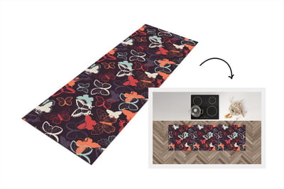 Keukenloper - Loper keuken - Vlinders - Patronen - Abstract - 150x50 cm - Keukenloper vinyl