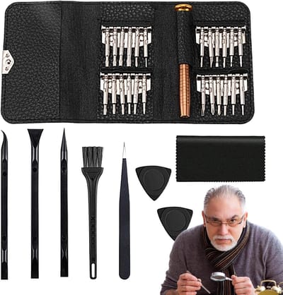 Precisie schroevendraaierset - Reparatieset elektronica - Kleine apparaten repareren - 25-delige set - Compact ontwerp - Multicolor