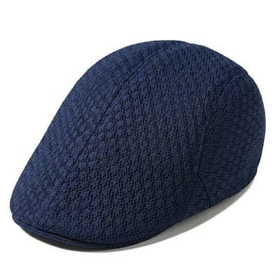 Marineblauwe mesh flat cap heren en dames – ademende retro pet met lichtgewicht design – Koreaanse stijl forward cap met gebogen vorm voor outdoor en dagelijks gebruik