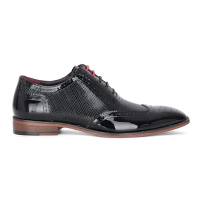 Justin Reess Heren Zwarte Lakleren Brogue Schoenen - Flynn