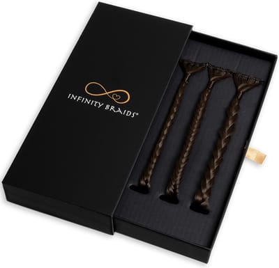 Infinity Braids - Braidies - Set van 3 Clip-in Vlechtjes - Lizzy, Jolie & Viènne Stijl - Haarklem - Haarclip - Haarclip Dames - Haarklemmen - Infinity Braidies Mini Mocha-Chino