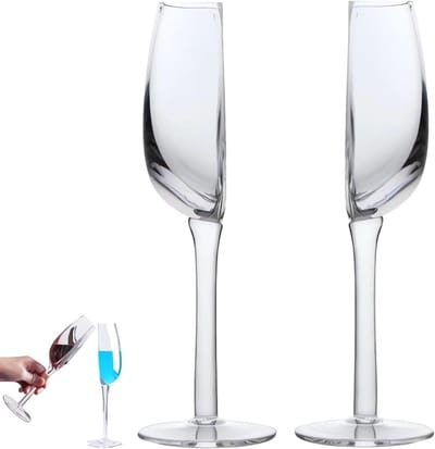 Set van 2 Grappige Herbruikbare Wijnbekers, Half Geknipte Glazen met Lange Handgreep voor Rood Wijn Drinken