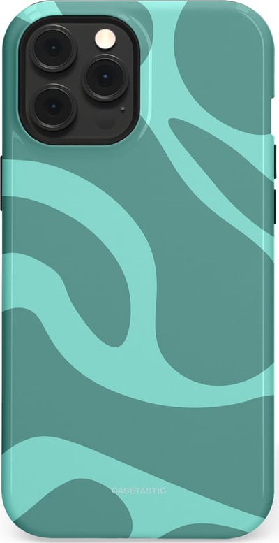 Casetastic Hoesje Geschikt voor Apple iPhone 12 Pro Max Magsafe - Stijlvolle Beschermende Duo-layer Case - Aqua Golven