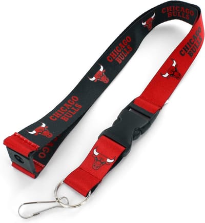 Omkeerbare Lanyard Basketbal Chicago Team Kleuren Rood Zwart