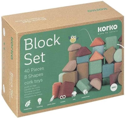 Kurk Bouwblokken - Duurzame Stenen - Kinderspel - Geruisloos & Veilig - 40 Stuks - Lichtbruin
