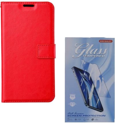 Bookcase hoesje Geschikt voor: Samsung Galaxy A01 Portemonnee Bordeaux Rood met 2 stuks Glas Screen protector