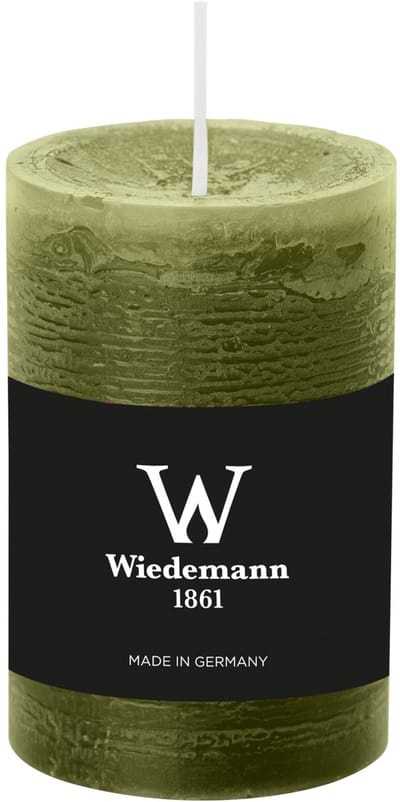 Wiedemann Cilinderkaars/stompkaars - rustieke kaars - olijfgroen - 6 x 9 cm - 30 branduren