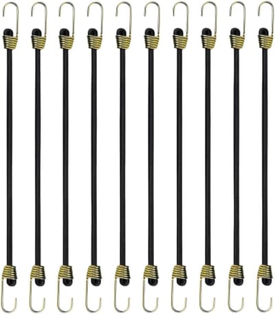 24 cm spanrubbers met haken - 10 stuks stevige rubberen spanners voor bagage, tenten en outdoor gebruik