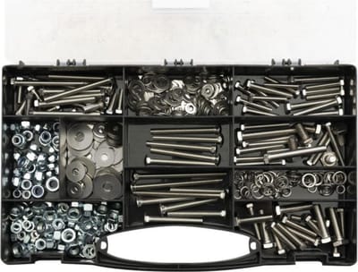 Black+Decker 450-delig bouten en moeren assortiment - roestvrij staal - diverse maten en types