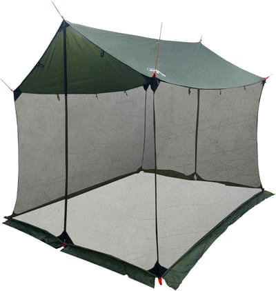 vidaXL - Campingzeil - met - netwanden - 270 - x - 210 - x - 210 - cm - Leger - Groen
