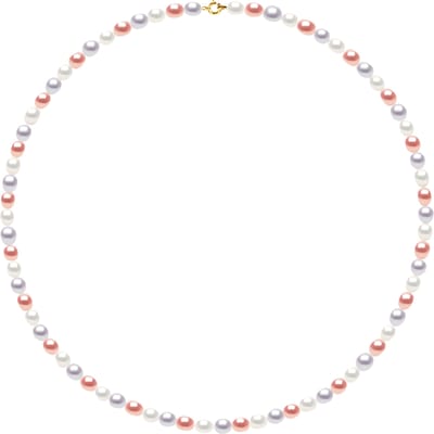 Rank ketting kralen Freshwater rijstkorrel 4-5mm veelkleurige geel goud 18 Karaat