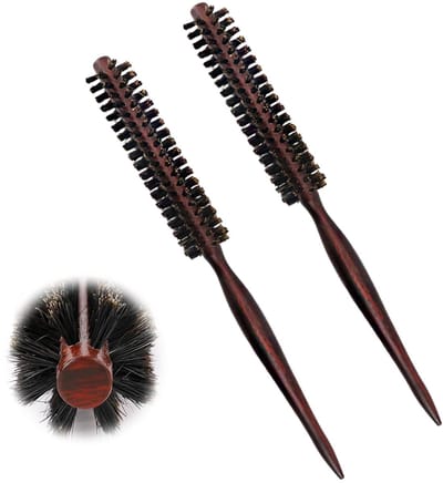 Dailygoods - Mini-Borstelharen - Baardborstel - Ronde Borstel - Natuurlijke Krulborstel - Kleine Haarborstel - Geschikt voor Mannen en Vrouwen
