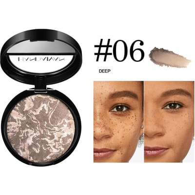 Poudre à Cuisson Couleur Marbre Poudre Magique Contrôle Permanent de l'Huile Brillance Fine Poudre de High Light et de Contouring Pour Masquer les Imperfections et les Pores