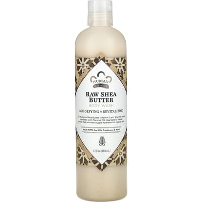 Nubian Heritage, Body Wash, Raw Shea Butter, 13 fl oz (384 ml) white