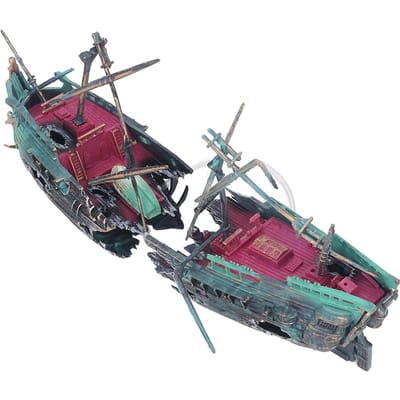 Décoration Épave de Navire pour Aquarium Sûre Peinte à la Main Belle Ornement d'Épave Coulée pour Aquariums et Aquariums Couleur Sombre gray