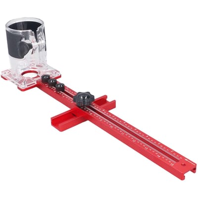 Support de fraisage pour défonceuse 4 en 1 Gabarit pour quincaillerie d'armoire Guide de coupe circulaire Outil de menuiserie réglable 445 mm L