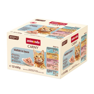 24x60g Animonda Carny Adult in saus mixpakket (5 varianten) voordeelpak nat kattenvoer