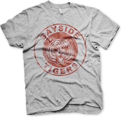 Saved By The Bell Heren Tshirt -S- Bayside Tigers Washed Logo Grijs