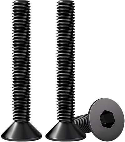 Set van 10 verzonken schroeven zwart roestvrij staal M8 x 45 mm DIN 7991 met zeskantkop, A2 V2A VA, ideaal voor constructie en meubelmontage