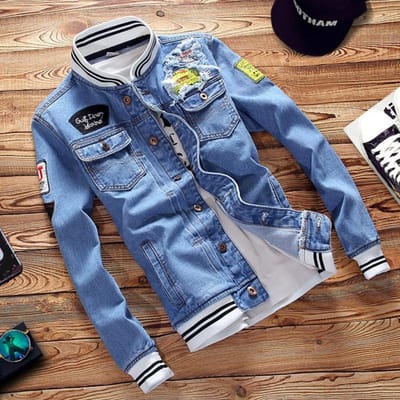 Mode denim jassen harajuku stijl heren jas jas slim fit jas XL blauw
